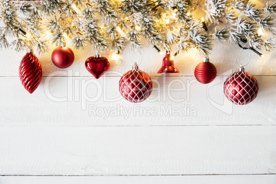 Red Christmas Banner, White Wood, Copy Space