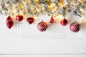 Red Christmas Banner, White Wood, Copy Space