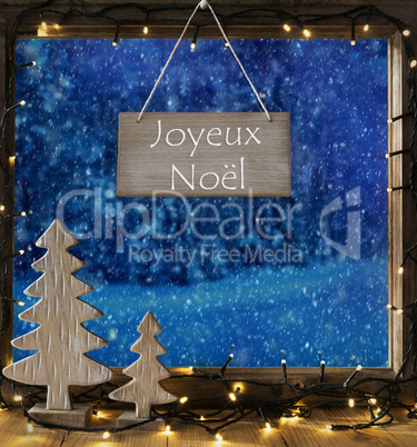 Window, Winter Forest, Joyeux Noel Means Merry Christmas