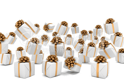 3d render of falling christmas presents