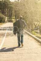 Young man walking, sweat,