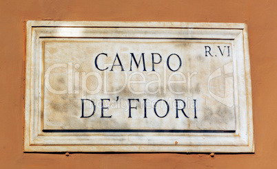 Campo de Fiori sign of in Rome