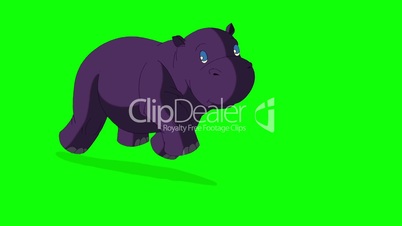 Little Violet Hippo Runs Front View.
