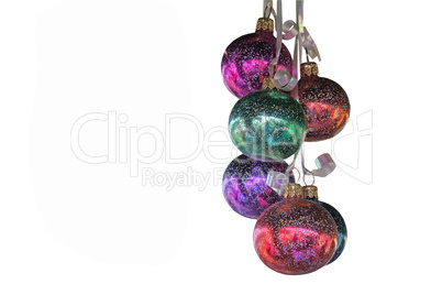 Decorations for Christmas tree on white background.