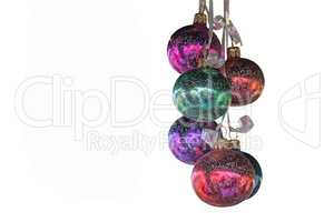 Decorations for Christmas tree on white background.