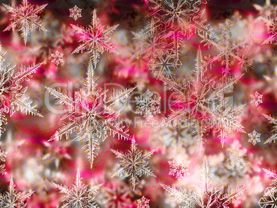 Colorful Christmas background with snowflakes and stars on a dar