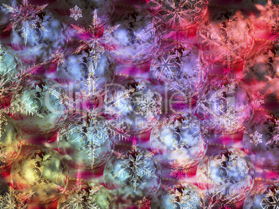 Colorful Christmas background with snowflakes and stars on a dar