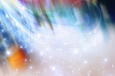 Colorful Christmas background with snowflakes and stars on a blu