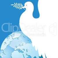 International day of peace dove over the world. White dove with an olive branch vector