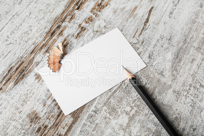 Business card and pencil