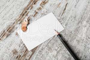 Business card and pencil