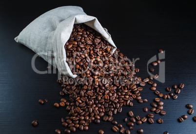 Coffee beans and canvas bag