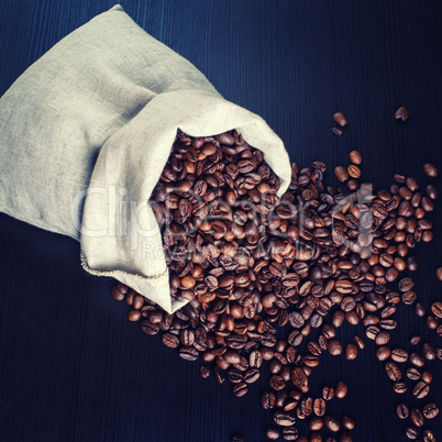 Coffee beans and bag