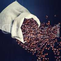Coffee beans and bag