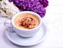 coffee cappuccino in white mug