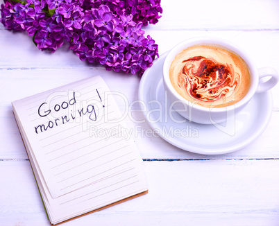 notepad with the inscription of good morning