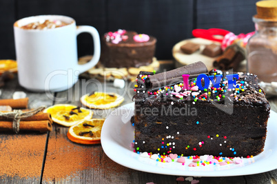 piece of festive chocolate cake
