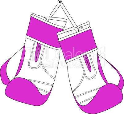 pair of white pink boxing gloves