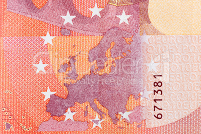 Photographed close-up money of the European Union. The par value