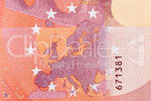Photographed close-up money of the European Union. The par value