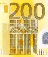 Close up view from two hundred euros bill.