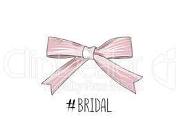 Bow wed sign. Gentle cream bow isolated. Bride team icon