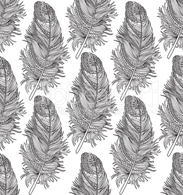 Feather seamless pattern. American native ornament