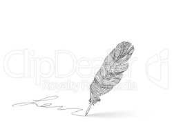 Feather pen icon. Calligraphy sign. Signature icon