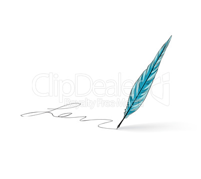 Feather pen icon. Calligraphy sign.