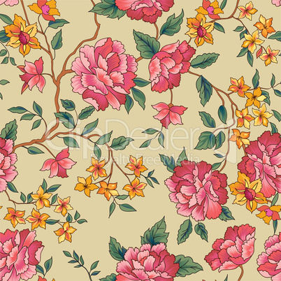 Floral seamless pattern. Garden flower background