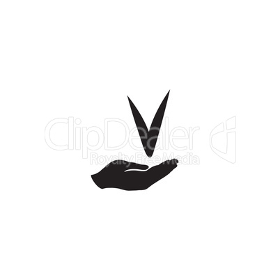 Checkmark sign in hand silhouette. Check mark approved icon