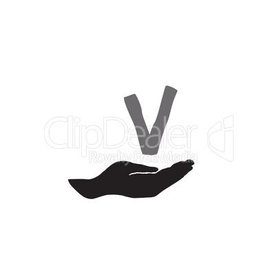 Checkmark sign in hand silhouette. Check mark approved icon