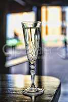 Champagne in a glass on the bar