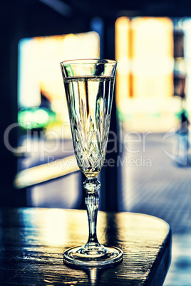 Champagne in a glass on the bar