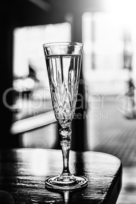 Champagne in a glass on the bar