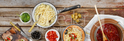 Traditional Italian vegetarian dinner. Dinner at home