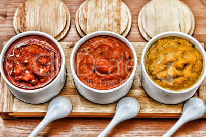 different Sauces of barbecue, adjika