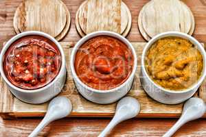 different Sauces of barbecue, adjika