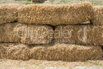 Hay bales stacks outdoors