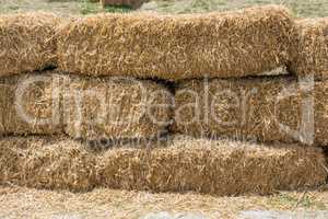 Hay bales stacks outdoors