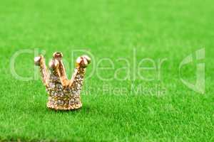 Golden color crown model with pearls