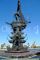 monument to Peter the great on the Moscow river in spring
