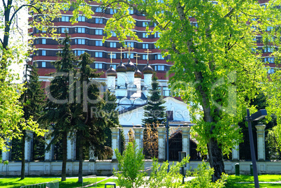 Orthodox Church near the Tretyakov gallery in spring