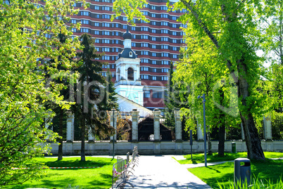 Orthodox Church near the Tretyakov gallery in spring