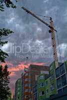 construction crane on background of evening sky