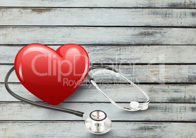 3d Heart with stethoscope