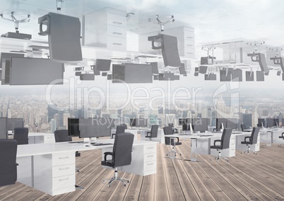 inverted office with skyline