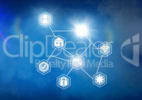 Icons interface of Internet Of Things over blue background