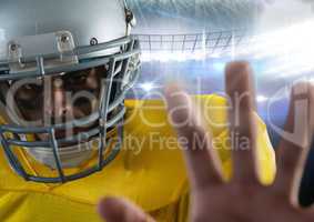 american football  player standing in stadium close up hands