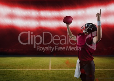 american football  player cheering in stadium